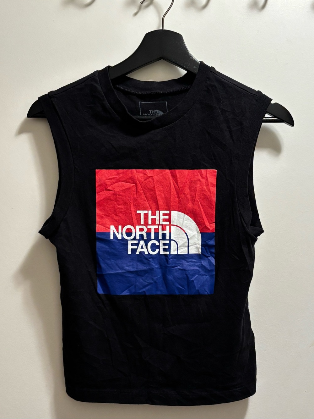 The North Face Black Muscle Tank with Red & Blue Logo Women’s XS